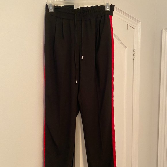 Zara Black Joggers with Red Stripe - Picture 1 of 2